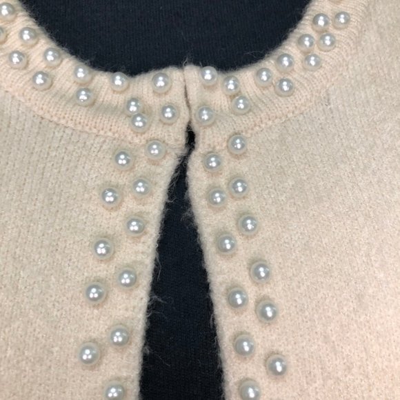 Cardigan with Pearl Trim | Cream - Picture 5 of 7